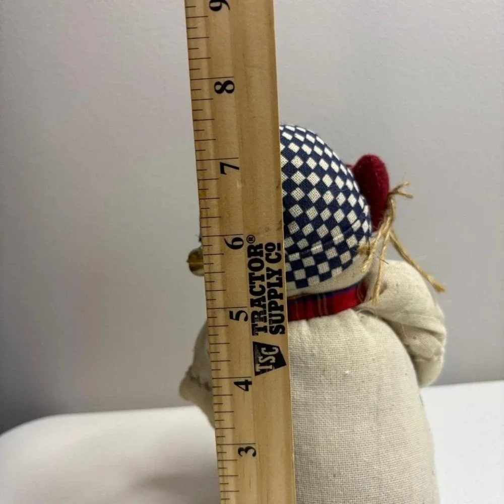 Country Snowman Plush‎ Figurine Holiday Decor Americana Star Scarf Bell